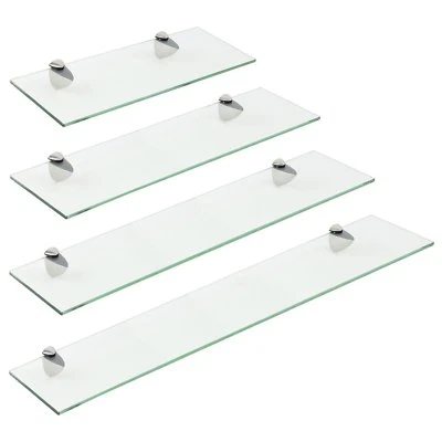 Glass Floating Shelf Wall Mounted Display Rack Bathroom Display Multi Size Color • £20.95