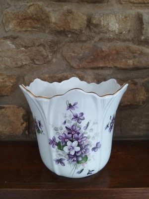 Aynsley Wild Violets Bowl Purple Butterfly Bone China England Vintage • £4.99