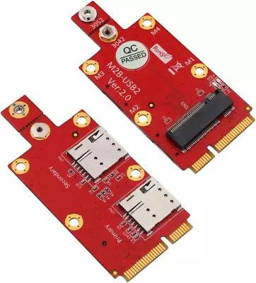 HLT M.2 (NGFF) Key B To Mini PCI-E Adapter With Dual Nano SIM Card Slot • $32.80