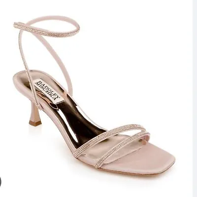 BADGLEY MISCHKA Ultra Kitten Heel Pale Gold Ankle Strap Shoes NEW Size 6.5 • $50