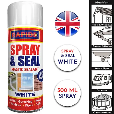 £5.89 • Buy Leak Stop Seal Spray White Waterproof Mastic Sealant Gutter Roof Pipes 300ml