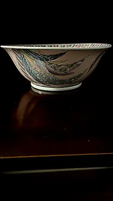 Macau Chinese Asian Bowl Painted Decorative Only Centerpiece Display Pastel Foot • $39