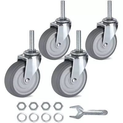 Caster Wheels 3 Inch Set Of 4 Heavy Duty Threaded Stem Casters 3/8 -16 X 1-1/2  • $26.95