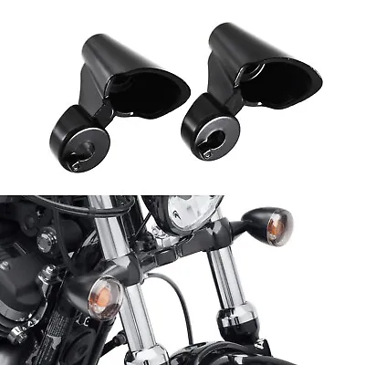 Front Fork Turn Signal Black Mounts Relocation Kit Fit For Harley XL 1200X 10-15 • $16.19