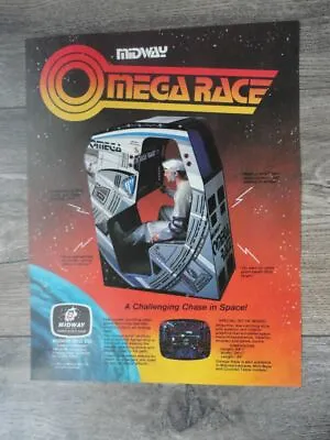 Omega Race Video Arcade Machine Flyer Original Midway Brochure • $15