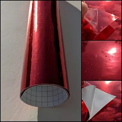 Mirror Chrome Red Vinyl Wrap - 3 Layer - ANY SIZE - BUBBLE/AIR FREE Car/Vehicle • £0.99