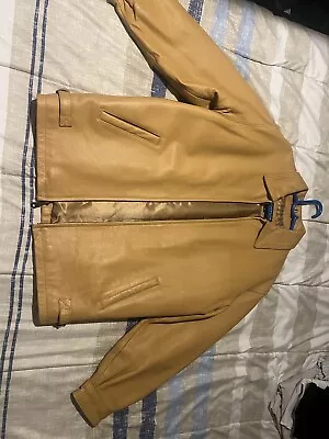 Leather Jacket Mens Medium Mustard Yellow Barely Used Size 40 Regular • $100