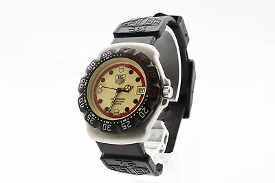 *EXC+5*TAG HEUER Formula1 371.513 Quartz Cream Dial Black Bezel Mens Watch JAPAN • $219.99