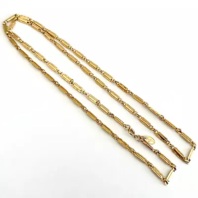 Vintage Vendome Signed Long Gold Tone Bar Link Chain Necklace 34  • $29.99