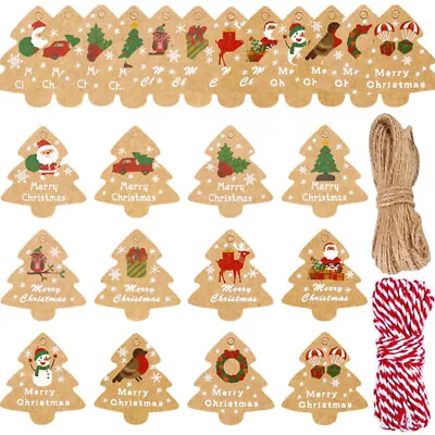 £1.91 • Buy 12x Christmas Tree Gift Tags Xmas Brown Kraft Paper Tags Gift Card Recyclable UK