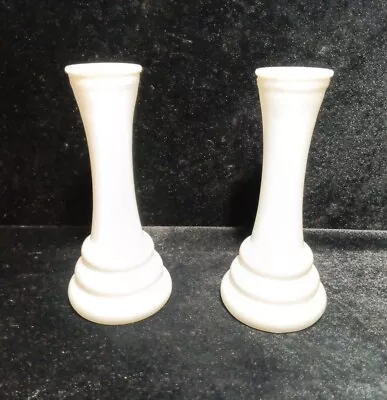 2 Randall Beehive White Milk Glass 6  Tall Flower Bud Vase • $8.99