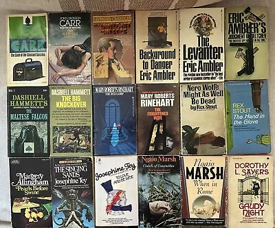 Lot Of 18 Vintage Mystery Paperbacks John Dickson Carr Eric Ambler Nero Wolfe • $25