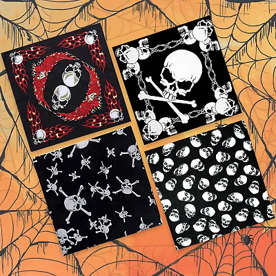 £2.69 • Buy Black Skull Bandana Bandanna Gothic Head Wear/Hair Band Halloween Neck Scarf