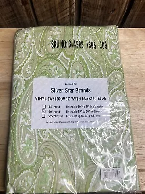 Silver Star Brands 60” Round Vinyl Tablecover With Elastic Edge New • $12.50