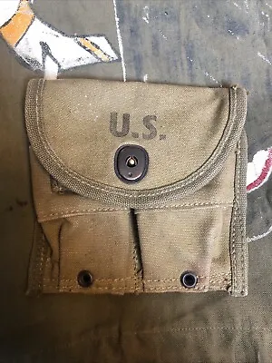 WWII US M1 Carbine Magazine Pouch Marked LUCE  1944 USGI WW2 Scarce Maker USA • $40