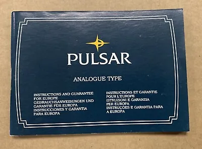 Pulsar Analogue NPWA01 Manual Instructions Manuale Istruzioni Vintage Watch • $10.64