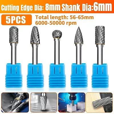 5Pcs 1/4'' Double Cut Tungsten Carbide Rotary Burr Die Grinder Shank Bit Set US • $17.48