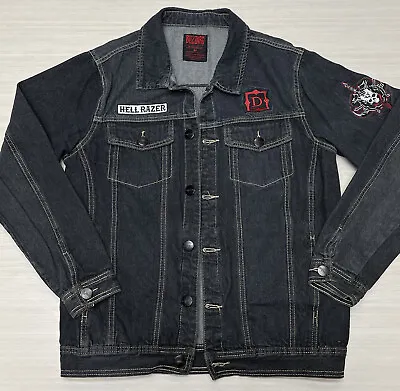 Blizzard Diablo Hell Razer Black Denim Jacket Mens Size Medium Gamer Punk Goth • $59