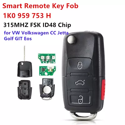 For VW Volkswagen CC Jetta Golf GIT Eos 2006-2011 Remote Key Fob 1K0 959 753 H • $14.89