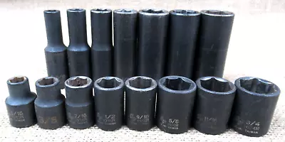 Grey Pneumatic (15) Pc. 3/8  Drive SAE Impact Socket Lot • $17.95