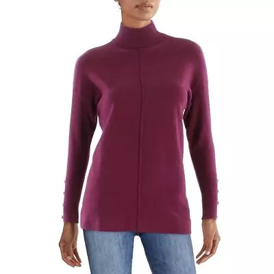 Anne Klein Womens Mock Collar Ribbed Trim Shirt Pullover Sweater BHFO 5274 • $38.65