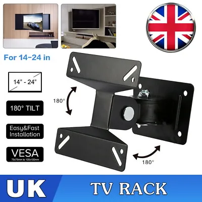 TV Wall Bracket Tilt Swivel LCD LED Plasma TV Wall Mount Fixed For 14 - 24 INCH • £6.99