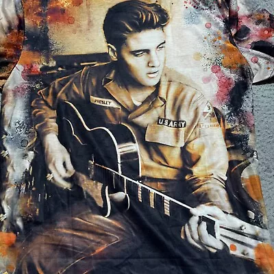 Elvis All Over Print T-Shirt Mens Medium Short Sleeve Graceland Army Guitar VTG • $79.99