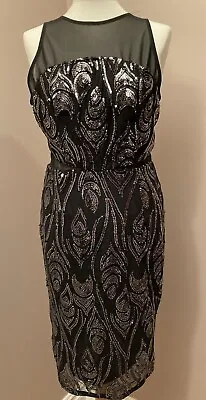 £29.95 • Buy TFNC Dress Size 14 Remy Sequin Midi Black Body Con Sleeveless BNWT