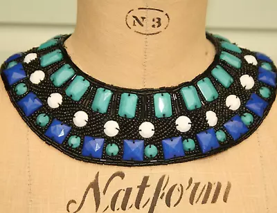 Biba Beaded Egyptian Collar Green/blue Ornate Neck Decoration Necklace  F • £19.99