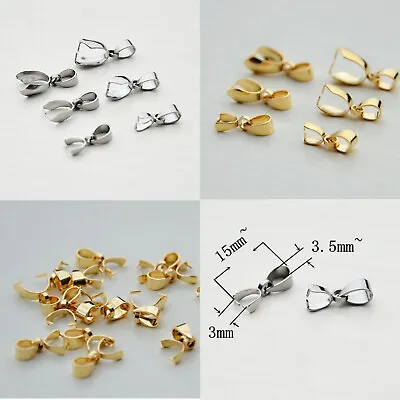 20pcs Stainless Steel Bail Clasps Connectors For Pendant Necklace Jewelry Making • £3.59