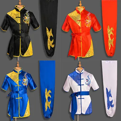 Kung Fu Tai Chi Uniform Martial Arts Suit Clothes Set Sequins Dragon Embroidery • £39.59