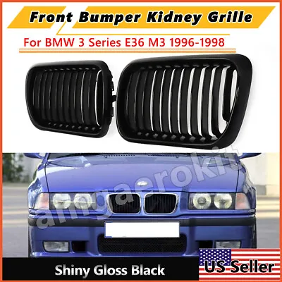 Gloss Black Front Kidney Grill Grille For BMW E36 M3 318i Sedan 3 Series 1996-98 • $25.99