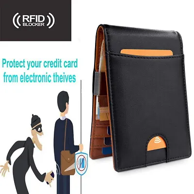 $14.28 • Buy Men Bifold Slim Mini Wallet With Money Clip RFID Blocking Credit Card Holder