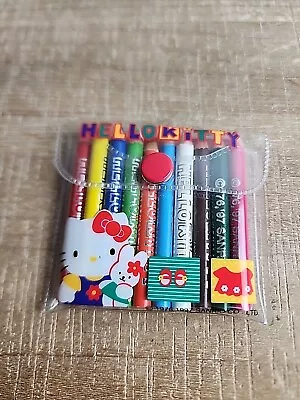 Vintage Sanrio Hello Kitty Mini Colored Pencils Vinyl Case & Notepad 1997 Japan  • $29.99
