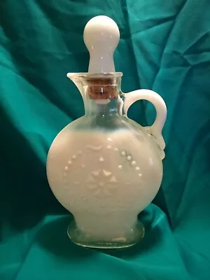 Vintage 1950s Jim Beam Opalescent Milk Glass Whiskey Decanter W/ Finger Handle  • $22