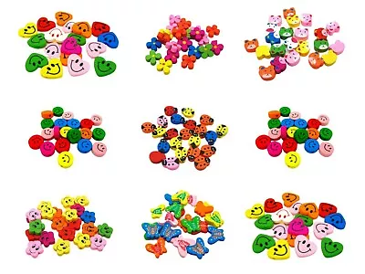 Mix Colour Children' Fun Wooden Beads Kids Cute Animal Insect Face Kids Craft ML • £2.39