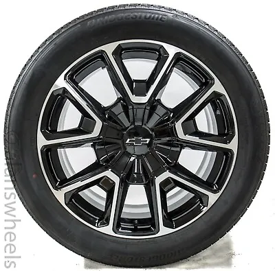 4 New 2021 Chevy Tahoe Silverado Black Machined OEM 22  Wheels Rims Tires 96952 • $2495