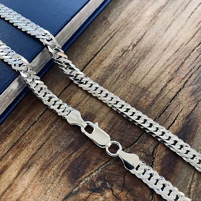 Real Solid 925 Sterling Silver Double Cuban Mens Boys Chain Bracelet Or Necklace • $22.99