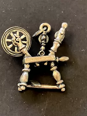 Vintage Sterling Silver Articulated Spinning Wheel Sewing Charm: Signed Beau • $20