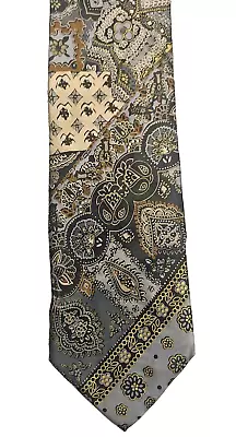 Brioni Hand Made Italian Paisley Patch Block Lux Designer 100% Silk Necktie 61” • $59.99