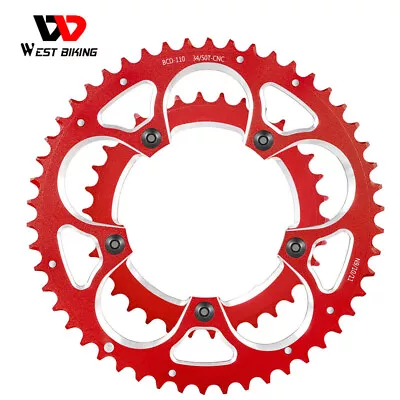 WEST BIKING Road Bike Chainring 110BCD 34T/50T Tooth Plate 8/9/10/11 Speed Red • $31.26