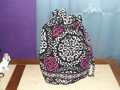 Vera Bradley Ditty Bag CANTERBURY MAGENTA Black White Pink Gray • $12.99