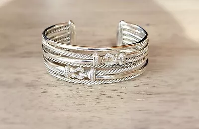 David Yurman 925 Sterling Silver Cable Buckle Crossover Bracelet With Diamonds  • $1850