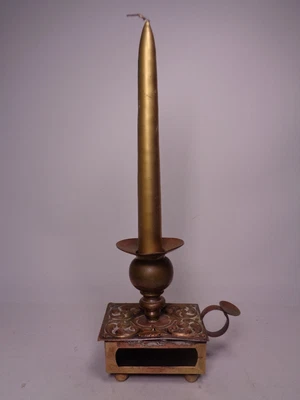 £14.99 • Buy Antique ?  Victorian ? - Copper - Candleholder With Matchbox Holder