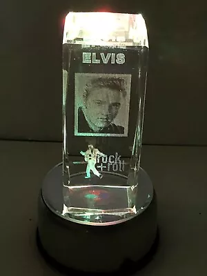 Elvis Presley 3D Laser Crystal Colour Changing Base Free Small Crystal Gift Idea • $25.83