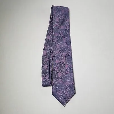 Canali Made In Italy Silk Tie Blue Fuchsia Pink-Purple Paisley Floral Jacquard • $39.99