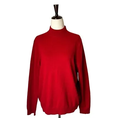 Charter Club Red Cashmere Mock Neck Long Sleeve Pullover Sweater Size LP • $39.99