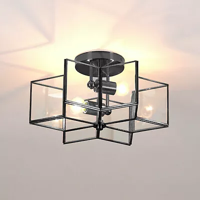 Meluaim 16.3 Inch Star Chandeliers Semi Flush Mount Ceiling Light Fixture Modern • $99.99