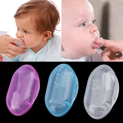 Finger Toothbrush With Box Baby Baby Infant Soft Teeth Rubber Massage  DH • £2.12