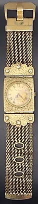 Vintage Vendome Hammered Brass Ladies Renaissance Studded Mesh Band WindUp Watch • $74